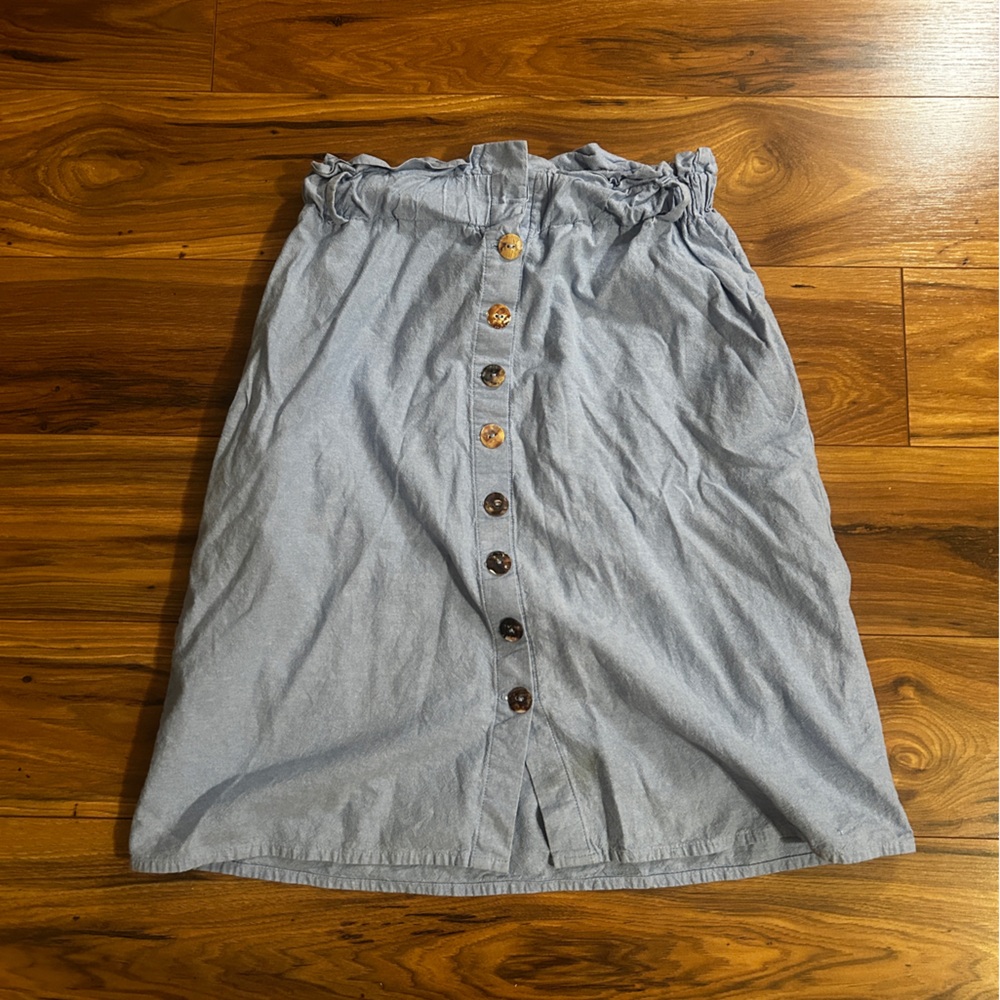 Zoccai Gray Smocked A-Line Knee-Length Skirt